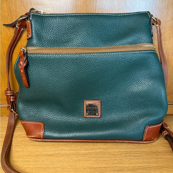 Dooney & Bourke Pebble Grain Small Tassel Crossbody – Green & Brown – $228 MSRP - Picture 2 of 9